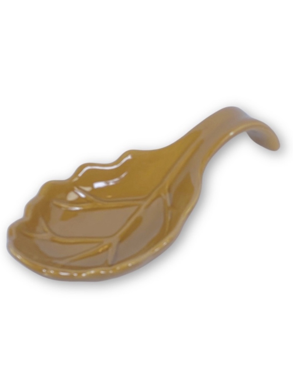 Tabletops Gallery Vintage Gold Painted Leaf Ceramic Spoon Rest Fall Decor